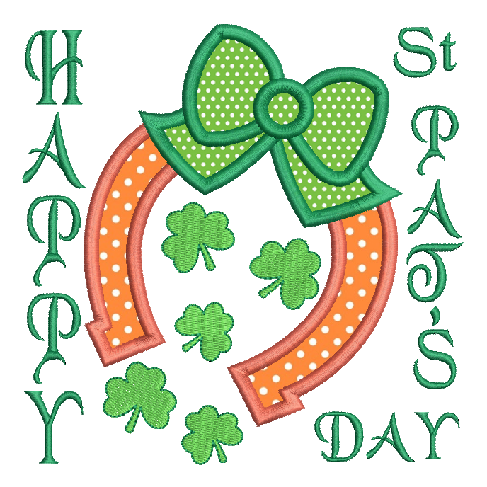 St Pat's Horseshoe applique machine embroidery design by rosiedayembroidery.com