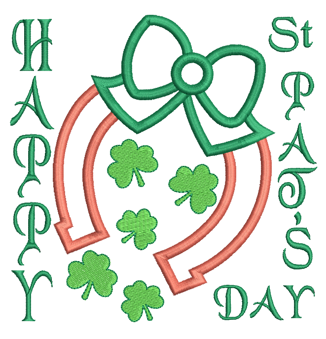 St Pat's Horseshoe applique machine embroidery design by rosiedayembroidery.com