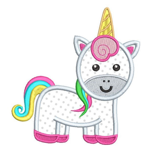 Cute unicorn applique machine embroidery design by rosiedayembroidery.com