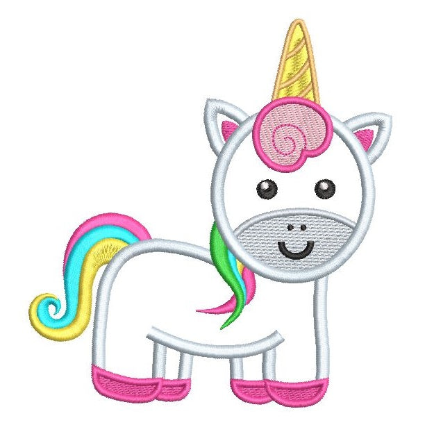 Cute unicorn applique machine embroidery design by rosiedayembroidery.com