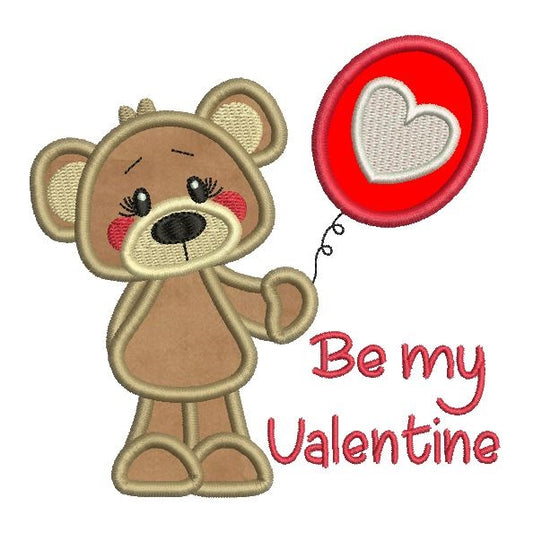 Valentine's Day teddy bear applique machine embroidery design by rosiedayembroidery.com