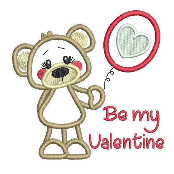 Valentine's Day teddy bear applique machine embroidery design by rosiedayembroidery.com