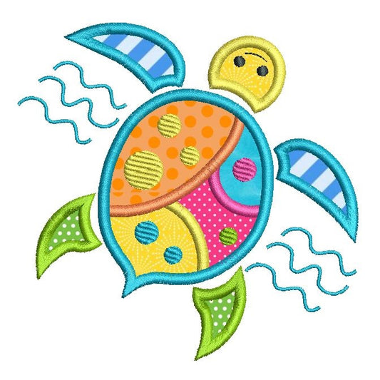 Turtle applique machine embroidery design by rosiedayembroidery.com