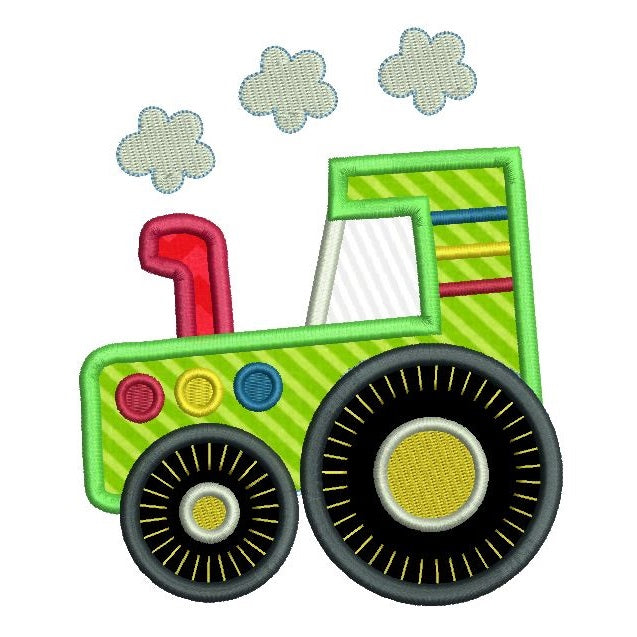Toy Tractor applique machine embroidery design by rosiedayembroidery.com