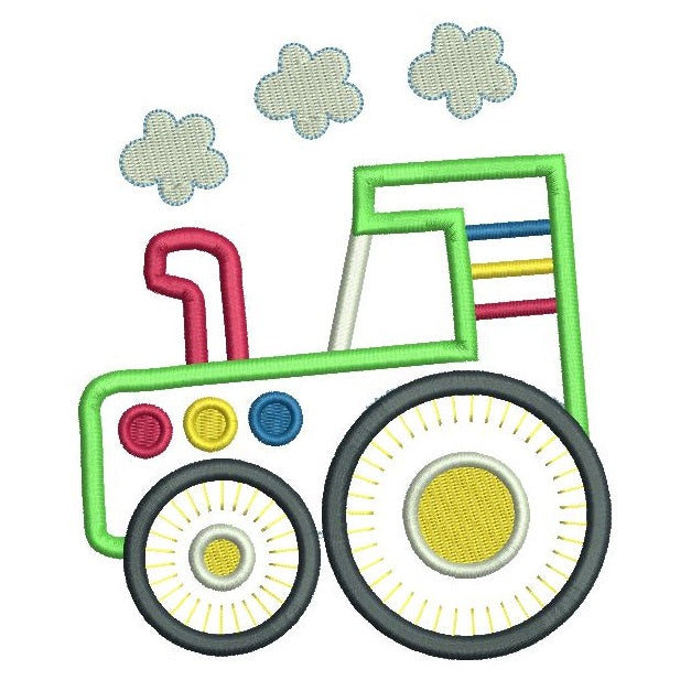 Toy Tractor applique machine embroidery design by rosiedayembroidery.com