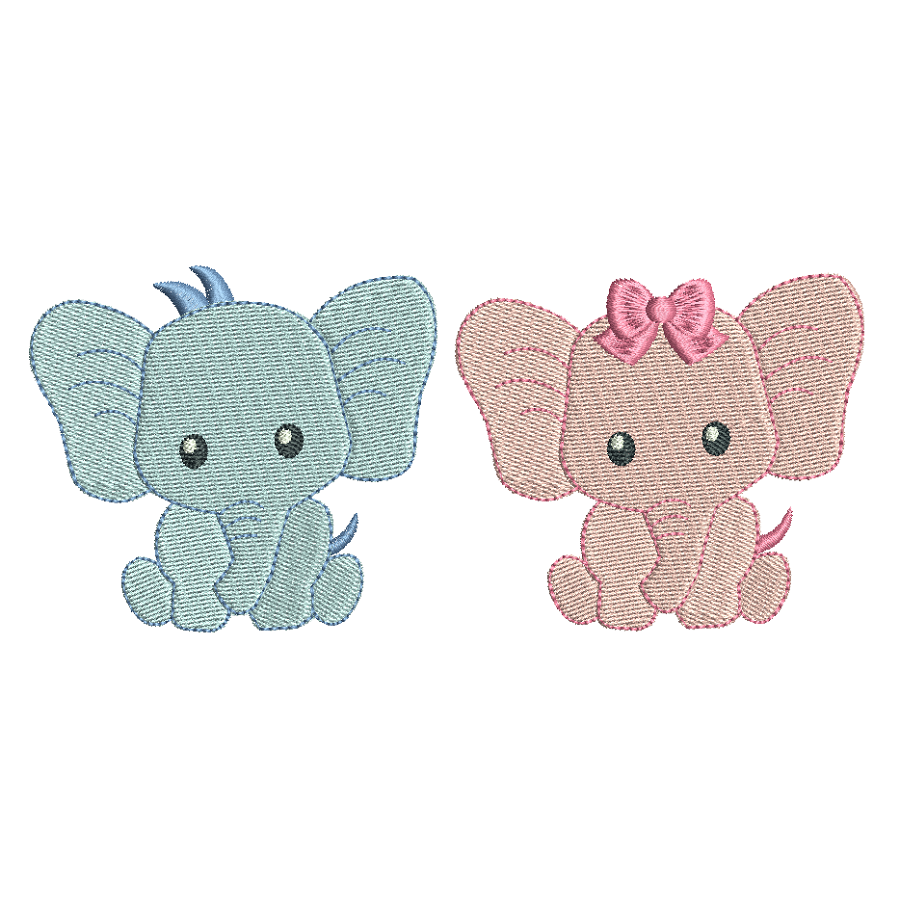 Baby elephant mini fill stitch machine embroidery design set by rosiedayembroidery.com