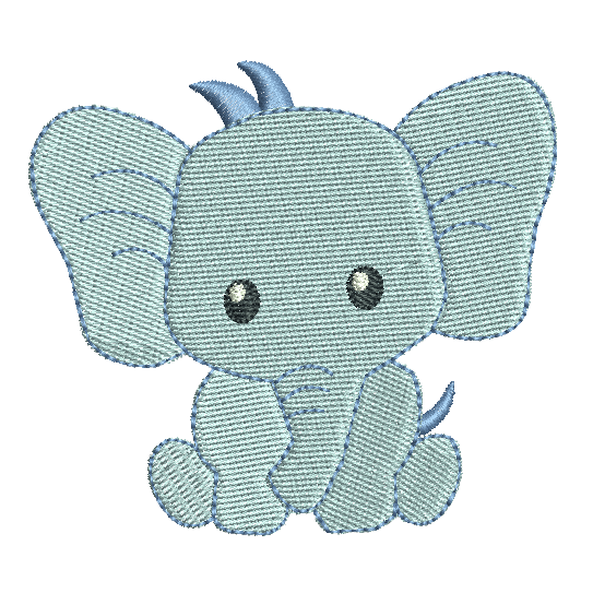Baby elephant mini fill stitch machine embroidery design by rosiedayembroidery.com