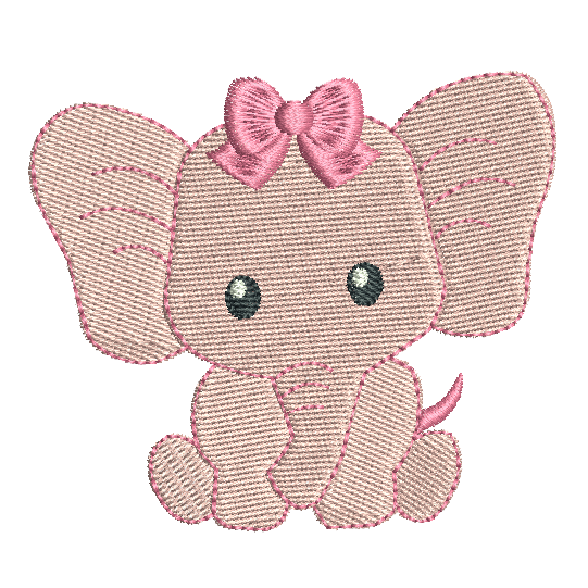 Baby girl elephant fill stitch machine embroidery design by rosiedayembroidery.com