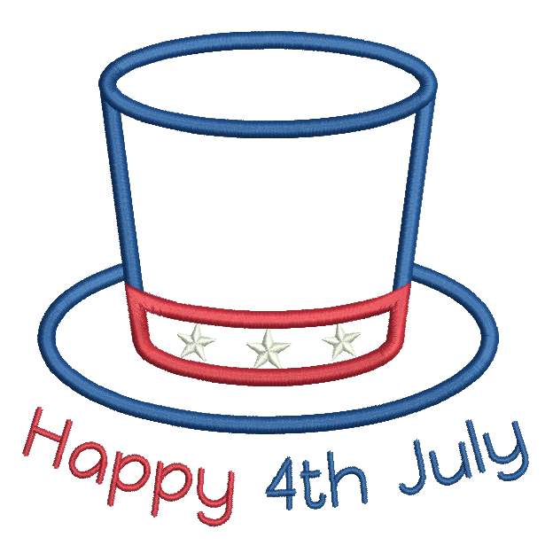 4th July hat applique machine embroidery design by rosiedayembroidery.com