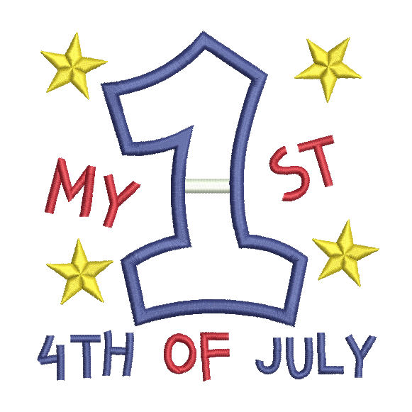 'My 1st 4th July' applique machine embroidery design by rosiedayembroidery.com