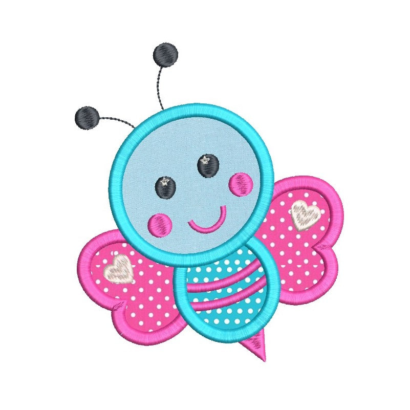 Baby butterfly applique machine embroidery design by rosiedayembroidery.com