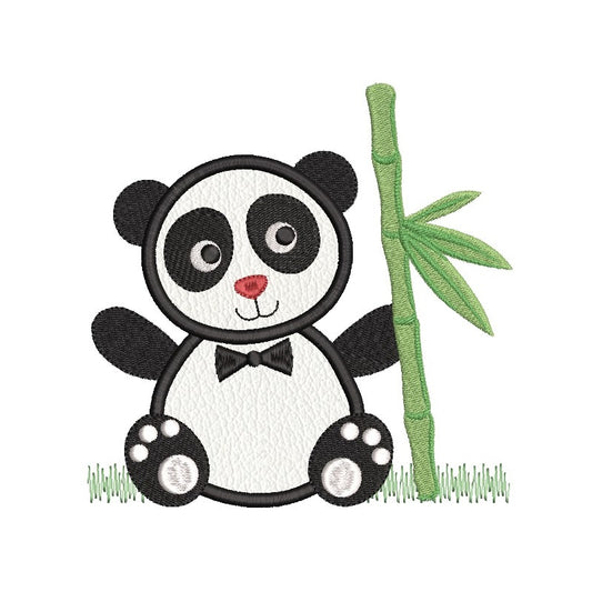Bamboo panda applique machine embroidery design by rosiedayembroidery.com