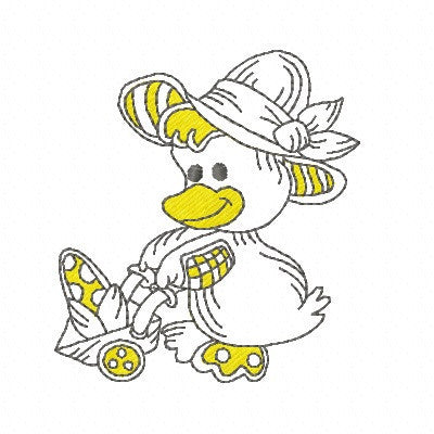 Cute duck machine embroidery design by embroiderytree.com