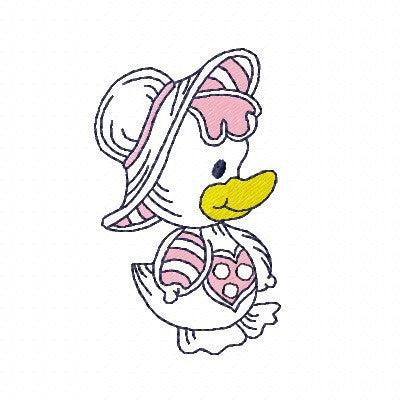 Baby girl duck machine embroidery design by embroiderytree.com