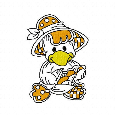 Cute duck machine embroidery design by embroiderytree.com