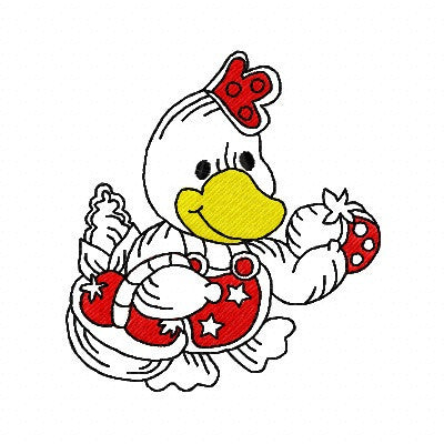 Cute duck machine embroidery design by embroiderytree.com