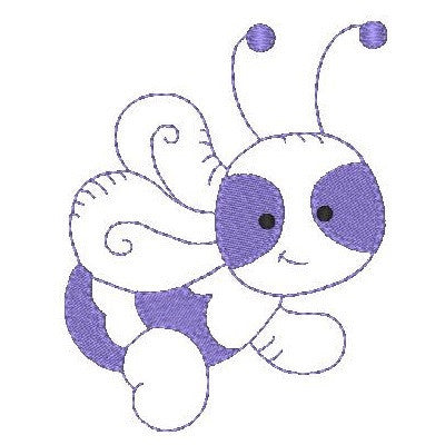 Little purple bee machine embroidery design by embroiderytree.com