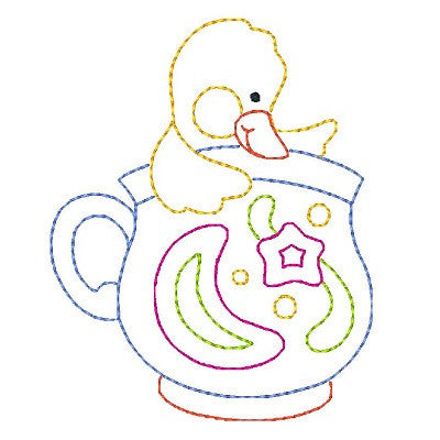 Duckling in a cup machine embroidery design by embroiderytree.com