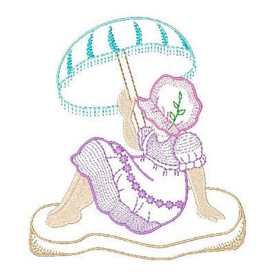 Sun bonnet girl machine embroidery design by embroiderytree.com