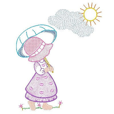 Sun bonnet girl machine embroidery design by embroiderytree.com