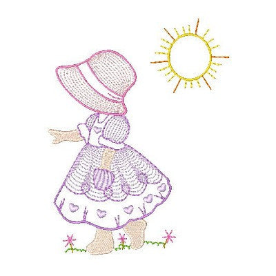 Sun bonnet girl machine embroidery design by embroiderytree.com