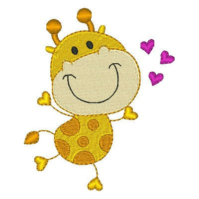 Big head giraffe machine embroidery design by embroiderytree.com