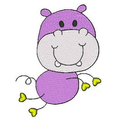 Big head hippo machine embroidery design by embroiderytree.com