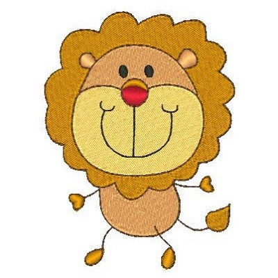 Big head lion machine embroidery design by embroiderytree.com
