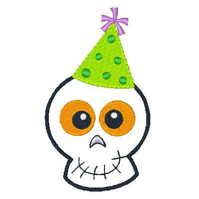 Halloween Skull with Party Hat - Embroidery Tree
