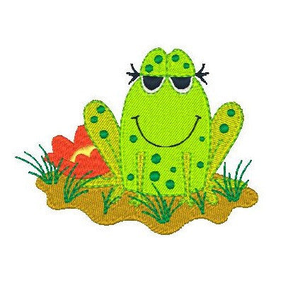 Frog machine embroidery design by embroiderytree.com