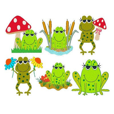 Frogs Set of machine embroidery designs by embroiderytree.com