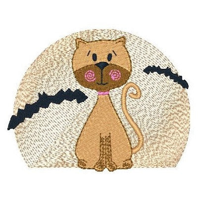 Cute autumn cat machine embroidery design by embroiderytree.com