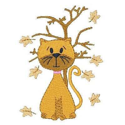 Cute autumn cat machine embroidery design by embroiderytree.com