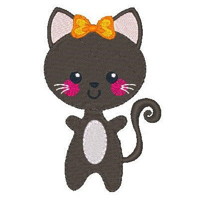 Halloween Kawaii cat machine embroidery design by embroiderytree.com