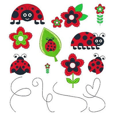 Ladybugs Set of machine embroidery designs by embroiderytree.com