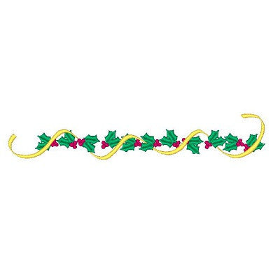 Christmas Holly Border machine embroidery design by embroiderytree.com