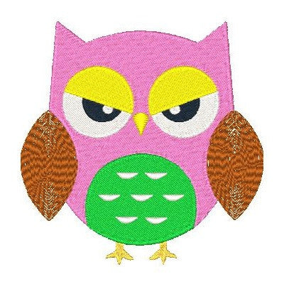 Cute owl machine embroidery design by embroiderytree.com