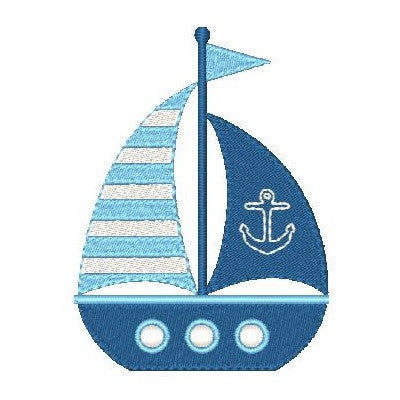 Sailboat machine embroidery design by embroiderytree.com