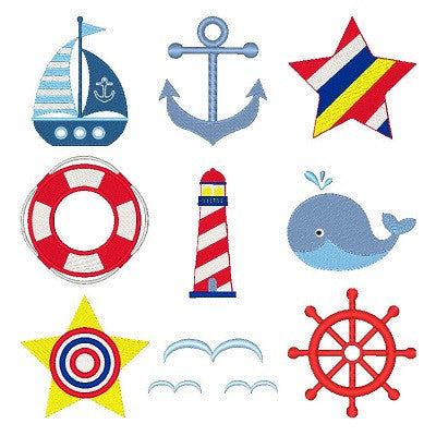 Sailing Away Set of machine embroidery designs by embroiderytree.com