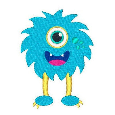 Silly monster machine embroidery design by embroiderytree.com