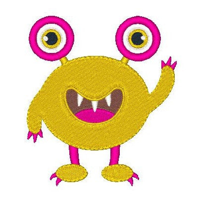 Silly monster machine embroidery design by embroiderytree.com