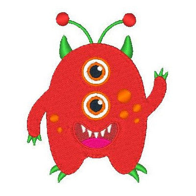 Silly monster machine embroidery design by embroiderytree.com