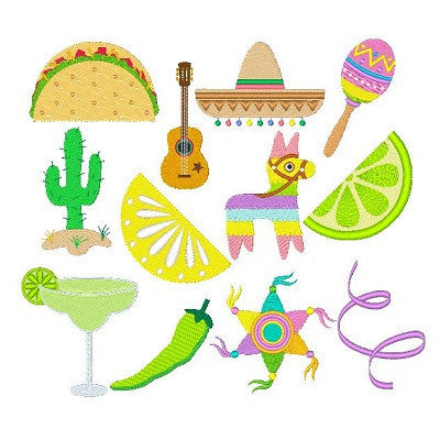 Fiesta Fun Set machine embroidery designs by embroiderytree.com