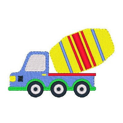 Cement truck machine embroidery design by embroiderytree.com