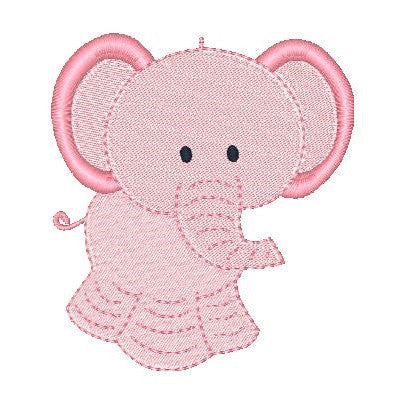 Pink elephant machine embroidery design by embroiderytree.com