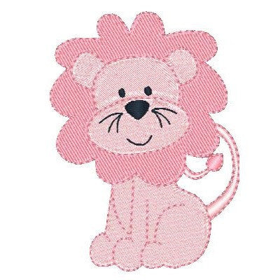 Pink lion machine embroidery design by embroiderytree.com