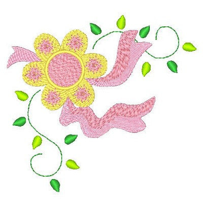 Floral Corner Machine Embroidery Design by embroiderytree.com