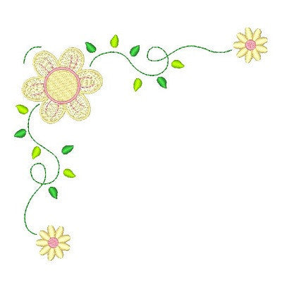 Floral Corner Machine Embroidery Design by embroiderytree.com