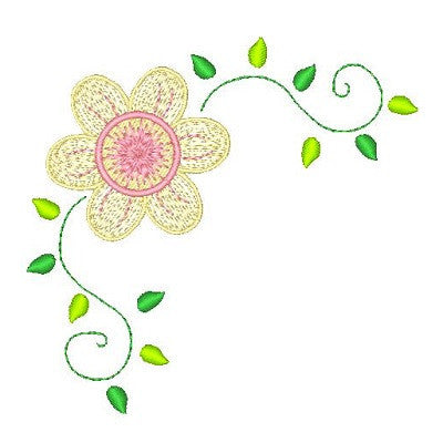 Floral corner machine embroidery design by embroiderytree.com