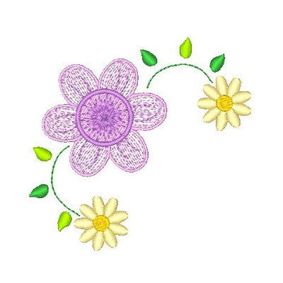 Floral corner machine embroidery design by embroiderytree.com